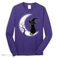 Witch Cat Moon Halloween Long Sleeve Shirt thumb 0