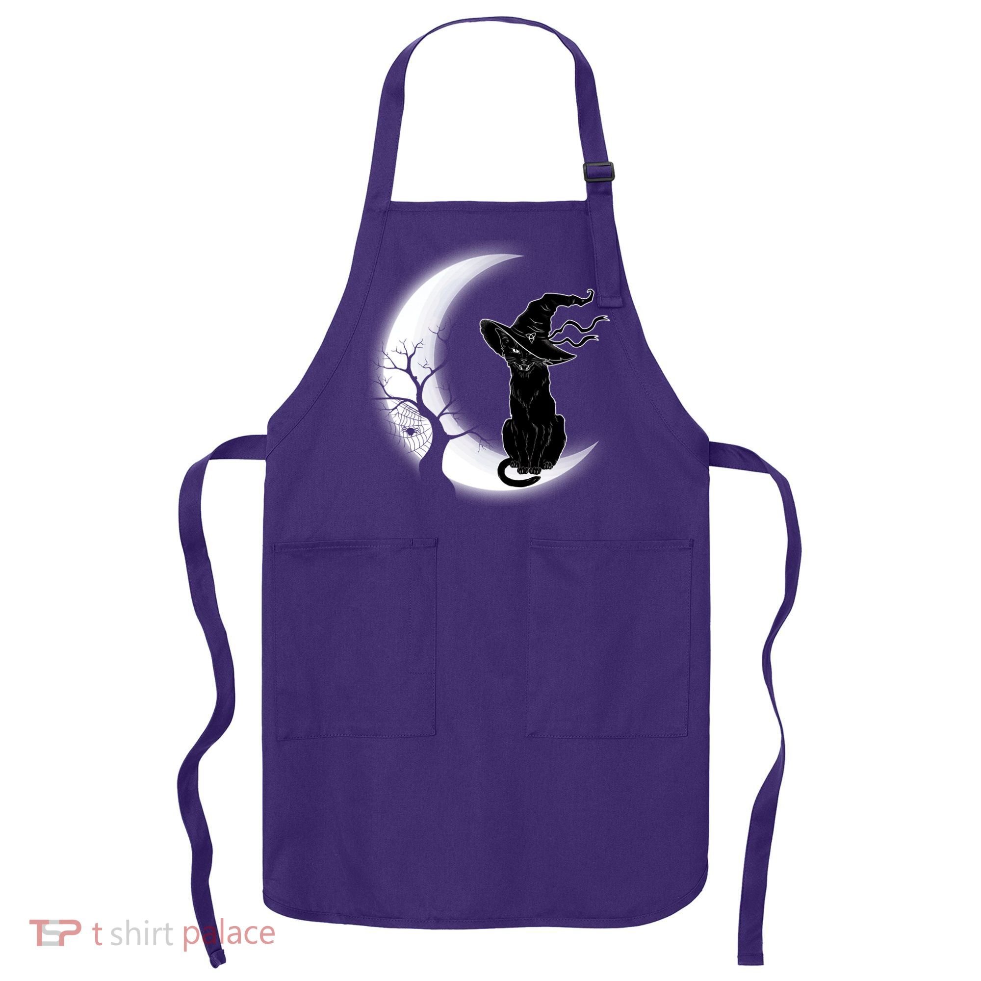 Witch Cat Moon Halloween Apron