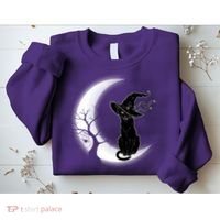 Witch Cat Moon Halloween Sweatshirt thumb 2