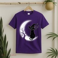 Witch Cat Moon Halloween T-Shirt thumb 2