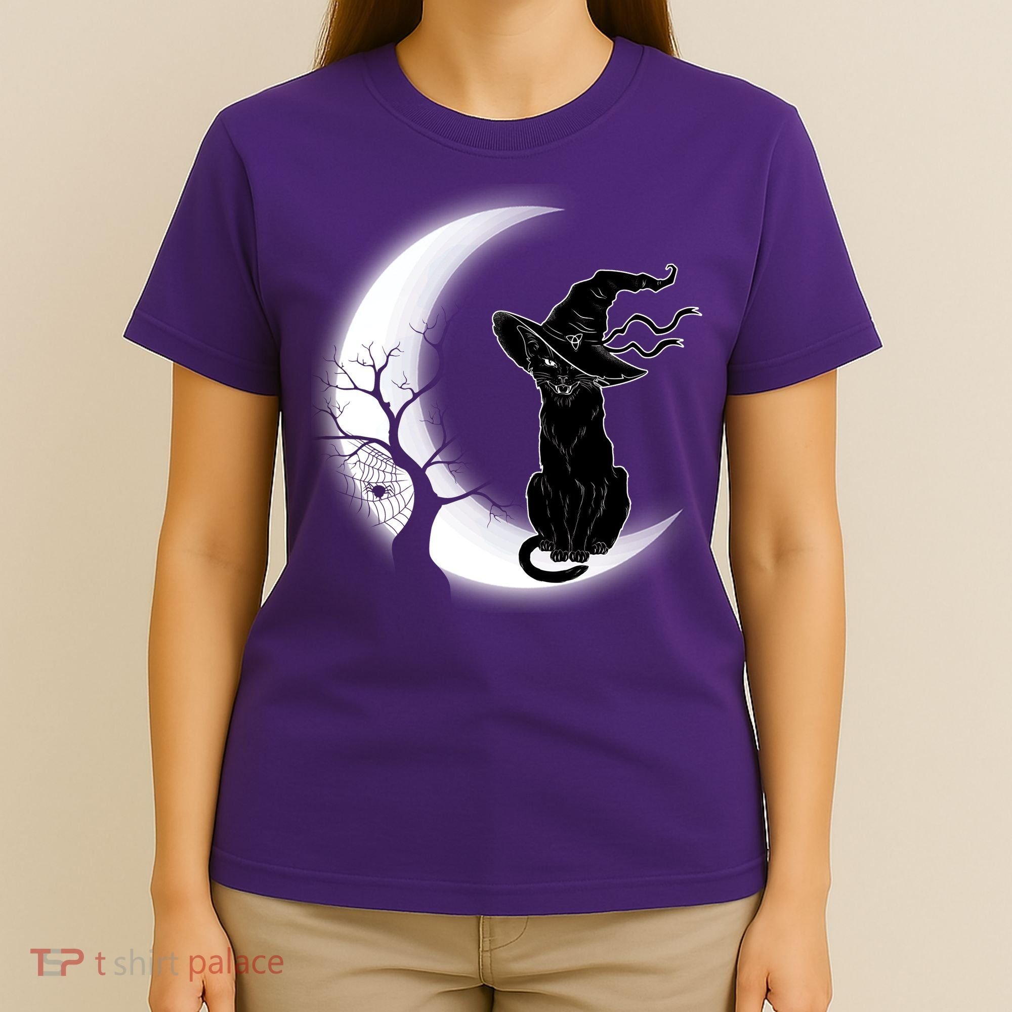 Witch Cat Moon Halloween T-Shirt