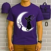 Witch Cat Moon Halloween T-Shirt thumb 6