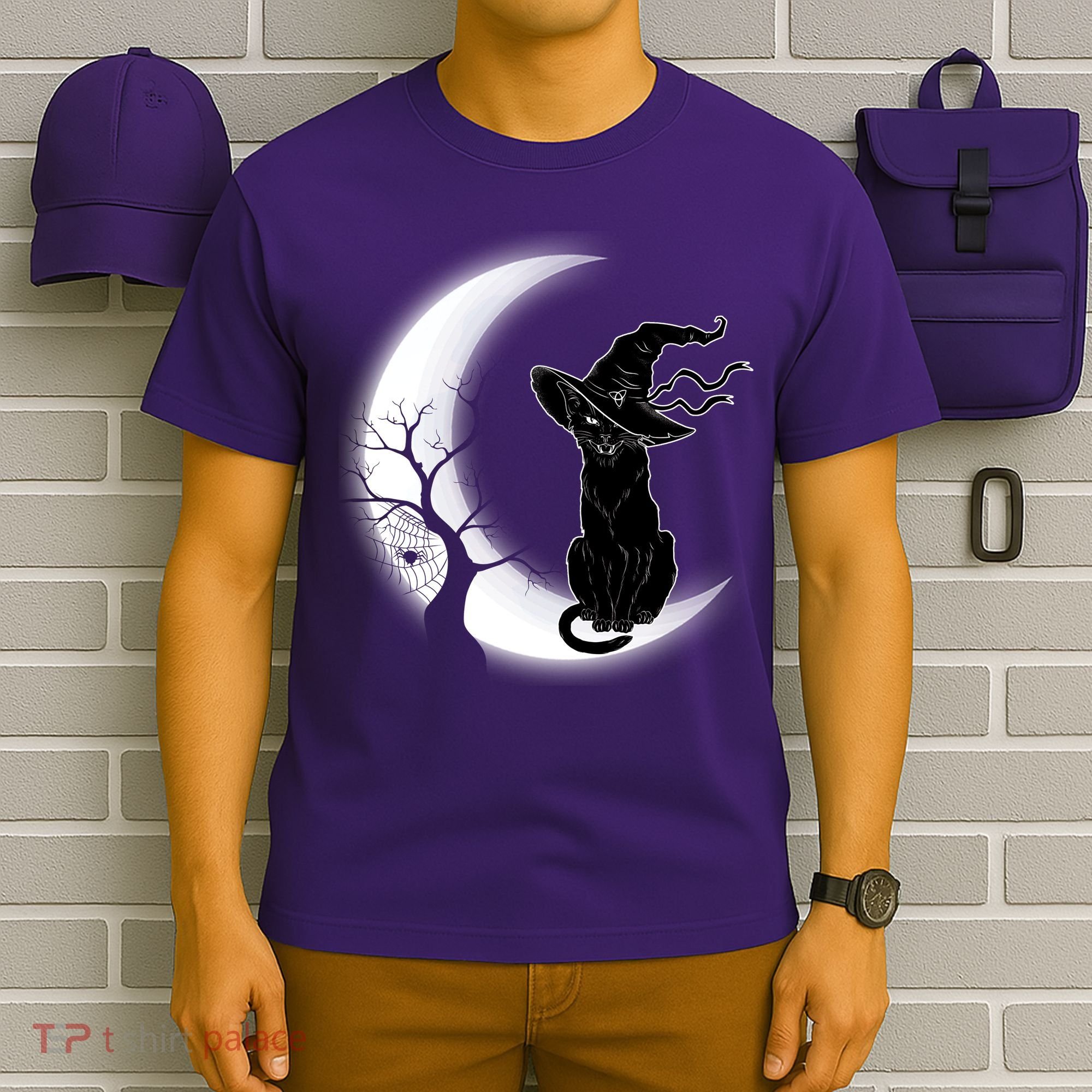 Witch Cat Moon Halloween T-Shirt