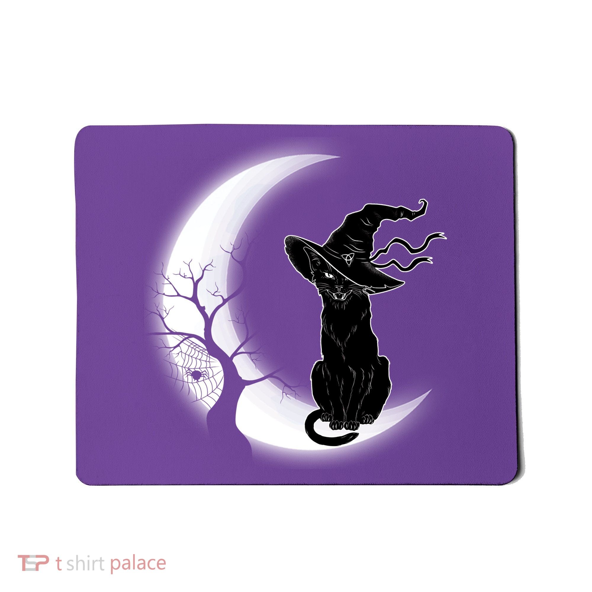 Witch Cat Moon Halloween Mousepad