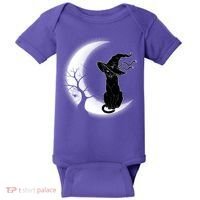 Witch Cat Moon Halloween Baby Bodysuit thumb 0