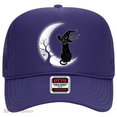 Witch Cat Moon Halloween Hat