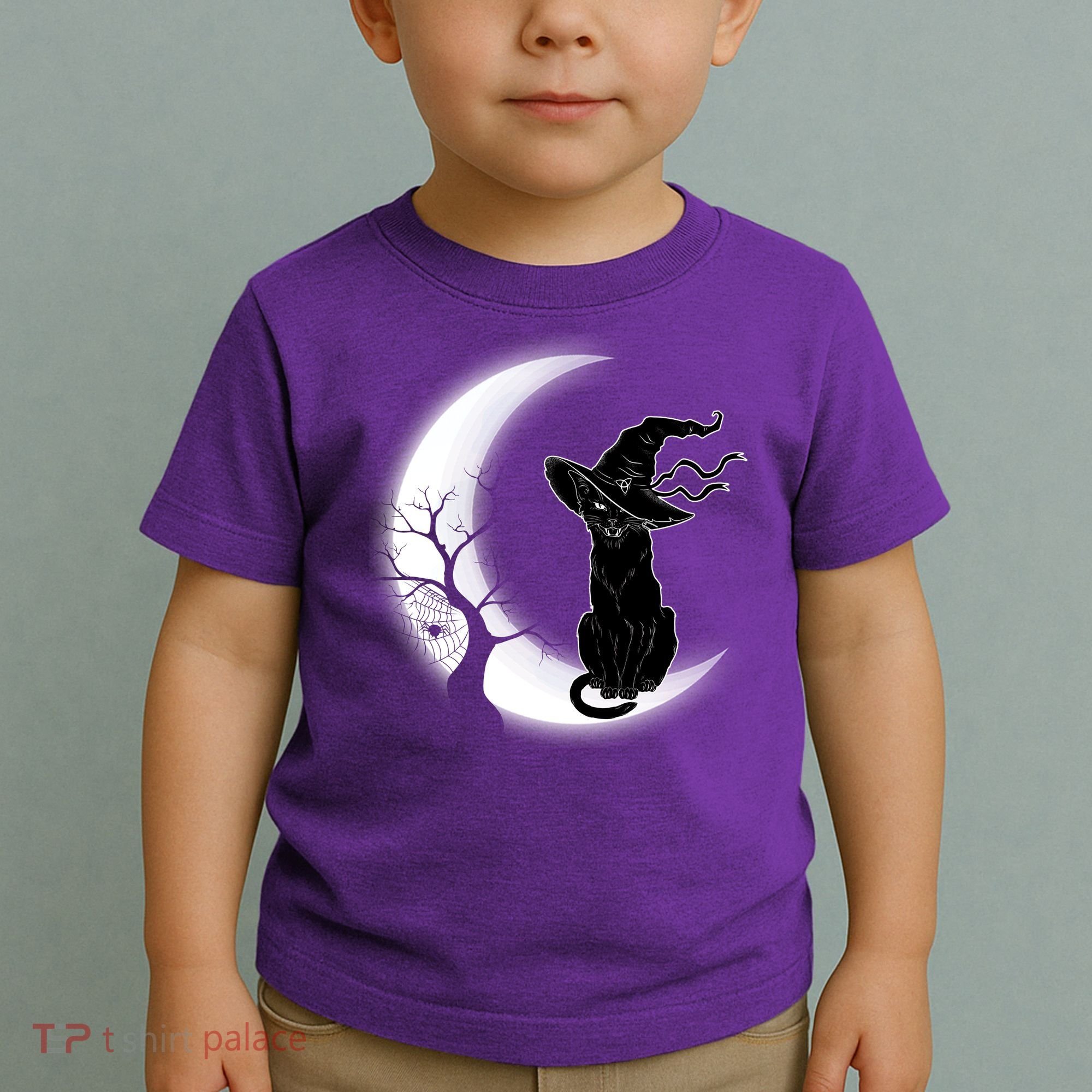 Witch Cat Moon Halloween Toddler T-Shirt