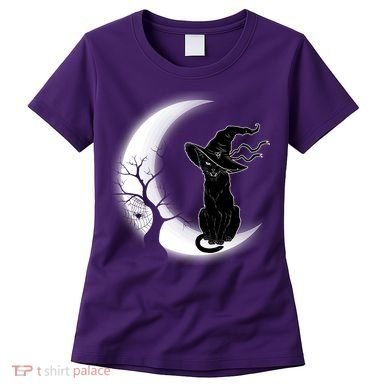 Witch Cat Moon Halloween Women's T-Shirt