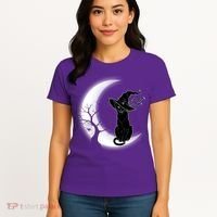 Witch Cat Moon Halloween Women's T-Shirt thumb 4