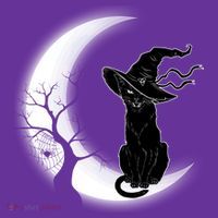Witch Cat Moon Halloween Women's T-Shirt thumb 6