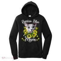 Womens Cat Mom Mother's Day Kitten Sunflower Russian Blue Mom Women's Hoodie thumb 0