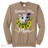 Womens Cat Mom Mother's Day Kitten Sunflower Russian Blue Mom Sweatshirt thumb 0
