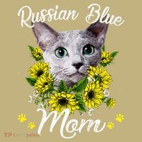 Womens Cat Mom Mother's Day Kitten Sunflower Russian Blue Mom Sweatshirt thumb 2