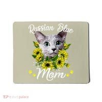 Womens Cat Mom Mother's Day Kitten Sunflower Russian Blue Mom Mousepad thumb 0
