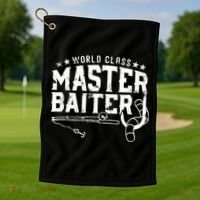 World Class Master Baiter - Fisherman - Funny Fishing Golf Towel thumb 1