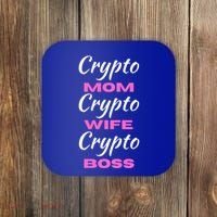 Wo Crypto Mom Wife Boss Funny Tee Bitcoin Ethereum Funny Gift Coaster thumb 0