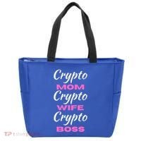 Wo Crypto Mom Wife Boss Funny Tee Bitcoin Ethereum Funny Gift Tote Bag thumb 0