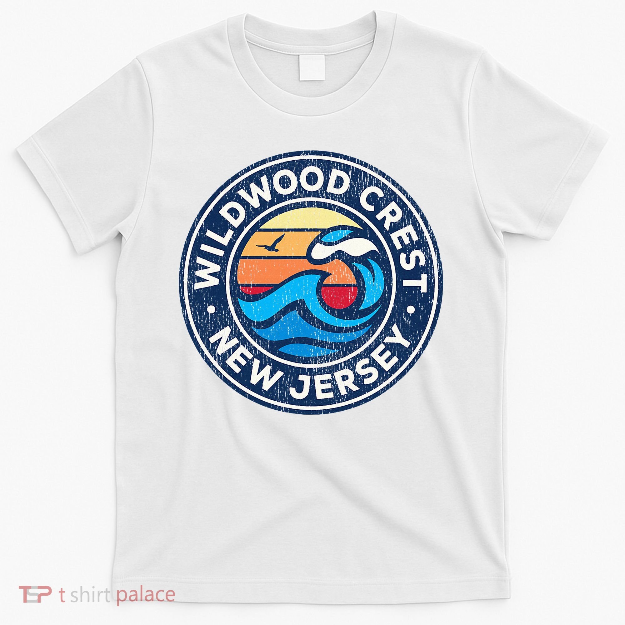 Wildwood Crest New Jersey Nj Vintage Nautical Waves T-Shirt