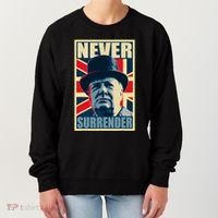 Winston Churchill Never Surrender British Flag Propaganda Women's Sweatshirt thumb 0