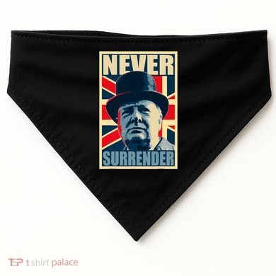 Winston Churchill Never Surrender British Flag Propaganda USA-Made Doggie Bandana