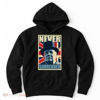 Winston Churchill Never Surrender British Flag Propaganda Hoodie thumb 0