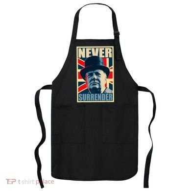 Winston Churchill Never Surrender British Flag Propaganda Apron