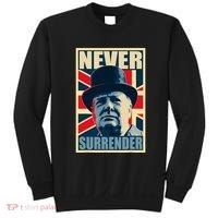 Winston Churchill Never Surrender British Flag Propaganda Sweatshirt thumb 0