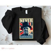 Winston Churchill Never Surrender British Flag Propaganda Sweatshirt thumb 2