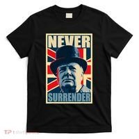 Winston Churchill Never Surrender British Flag Propaganda T-Shirt thumb 0