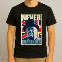 Winston Churchill Never Surrender British Flag Propaganda T-Shirt thumb 3
