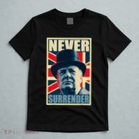 Winston Churchill Never Surrender British Flag Propaganda T-Shirt thumb 5
