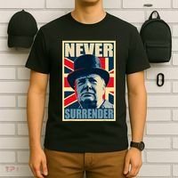 Winston Churchill Never Surrender British Flag Propaganda T-Shirt thumb 6
