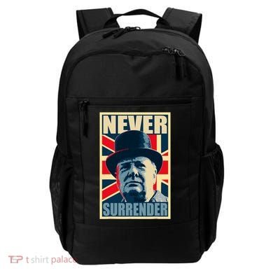 Winston Churchill Never Surrender British Flag Propaganda Backpack