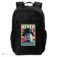 Winston Churchill Never Surrender British Flag Propaganda Backpack thumb 0