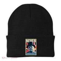 Winston Churchill Never Surrender British Flag Propaganda Beanie thumb 0