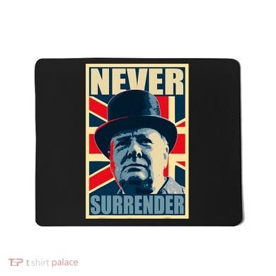Winston Churchill Never Surrender British Flag Propaganda Mousepad