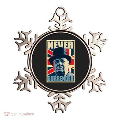 Winston Churchill Never Surrender British Flag Propaganda Ornament