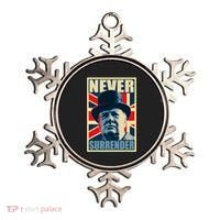Winston Churchill Never Surrender British Flag Propaganda Ornament thumb 0