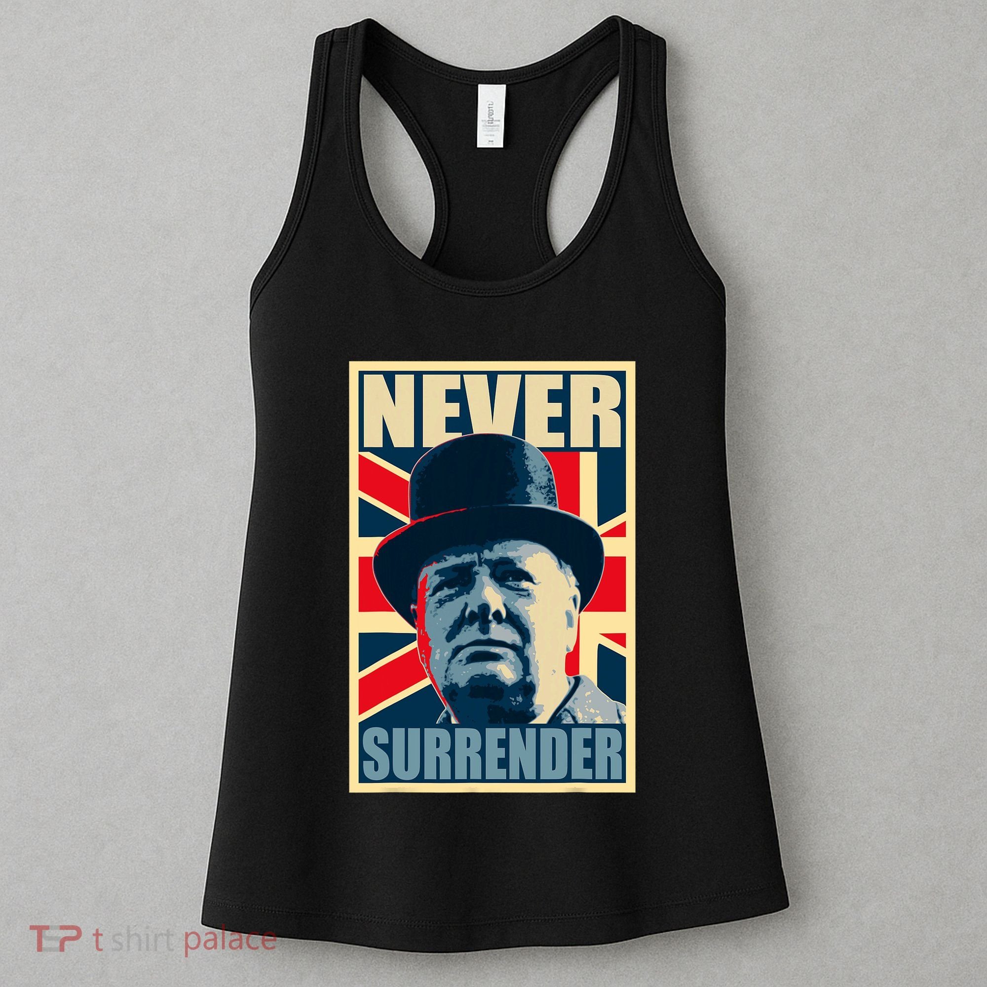 Winston Churchill Never Surrender British Flag Propaganda Women's Tank Top