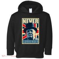 Winston Churchill Never Surrender British Flag Propaganda Toddler Hoodie thumb 0
