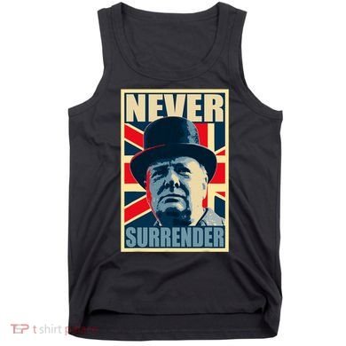 Winston Churchill Never Surrender British Flag Propaganda Tank Top