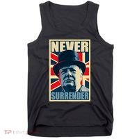 Winston Churchill Never Surrender British Flag Propaganda Tank Top thumb 0