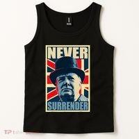 Winston Churchill Never Surrender British Flag Propaganda Tank Top thumb 2