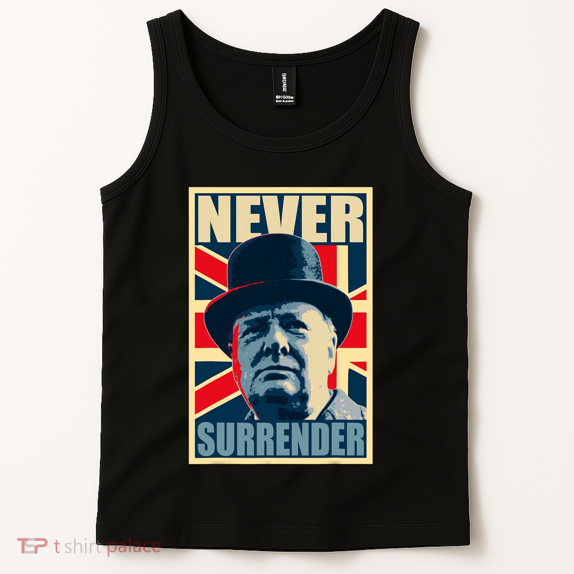Winston Churchill Never Surrender British Flag Propaganda Tank Top