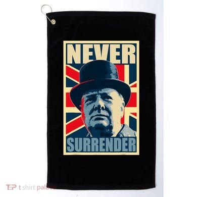 Winston Churchill Never Surrender British Flag Propaganda Golf Towel