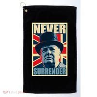 Winston Churchill Never Surrender British Flag Propaganda Golf Towel thumb 0