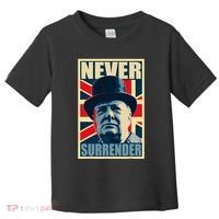 Winston Churchill Never Surrender British Flag Propaganda Toddler T-Shirt thumb 0