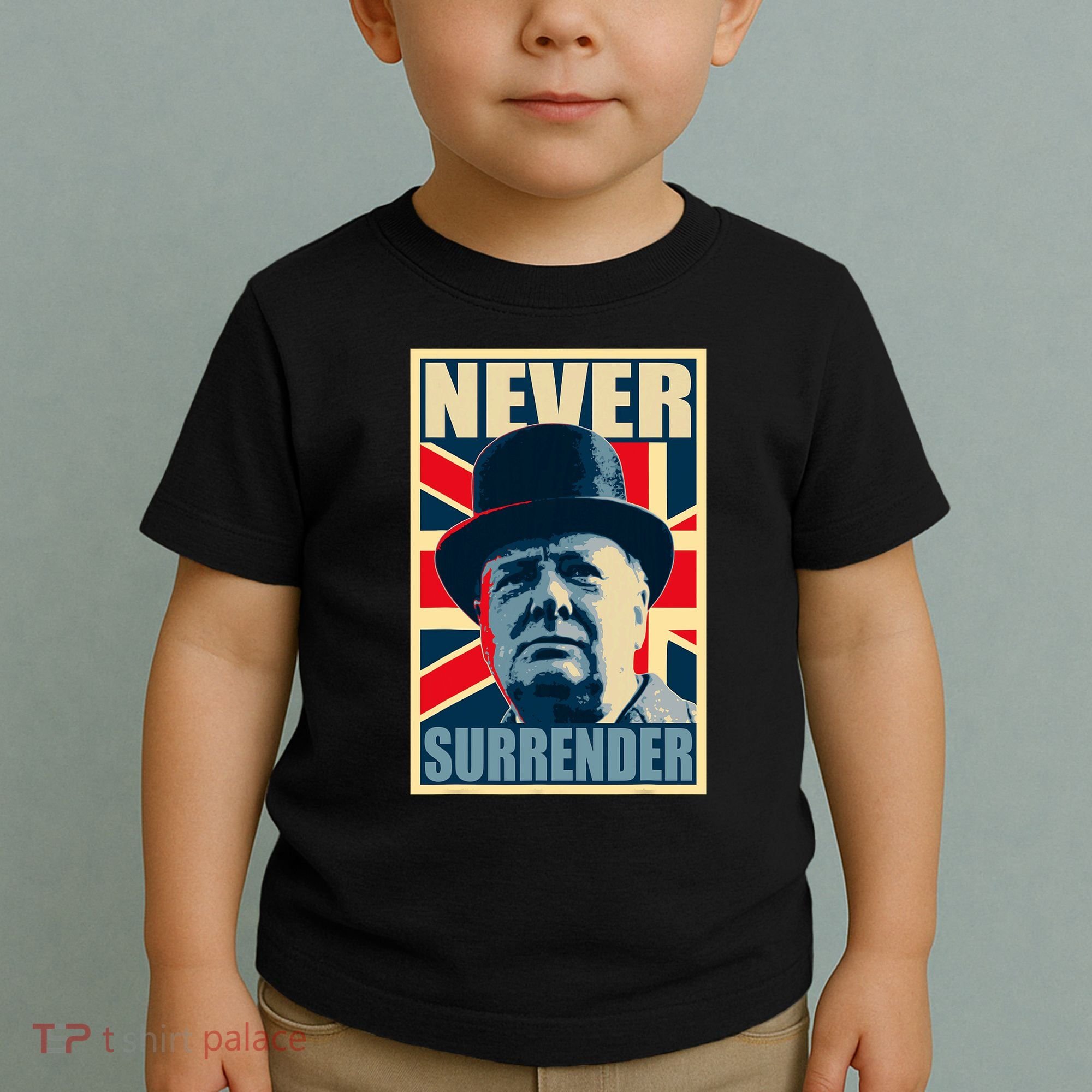 Winston Churchill Never Surrender British Flag Propaganda Toddler T-Shirt