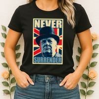 Winston Churchill Never Surrender British Flag Propaganda Women's T-Shirt thumb 2