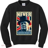 Winston Churchill Never Surrender British Flag Propaganda Kids Sweatshirt thumb 0